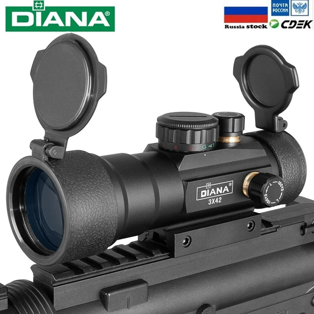 US $16.99 DIANA 3X42 Green Red Dot Sight Scope 2X40 Red Dot 3X44 Tactical Optics Riflescope Fit 11/20mm Rail