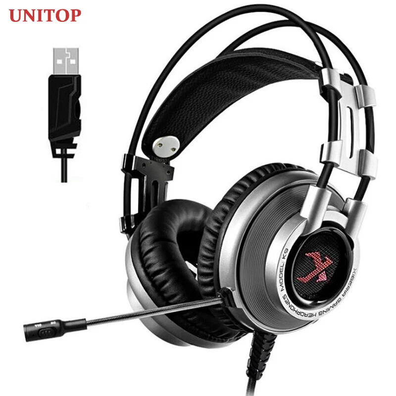 UNITOP Xiberia K9 Игровые наушники USB 7 1 Проводная гарнитура для ПК PS4 Xbox One Game Bass