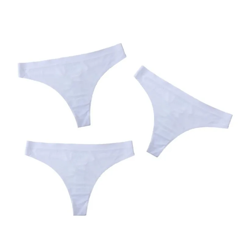 female underwear 3 Pcs/Pack Ice Silk Women's Seamless Underwear Solid Low Rise Sexy Thong Ladies Sports Intimate G-string Panty S-XL lace underwear Panties