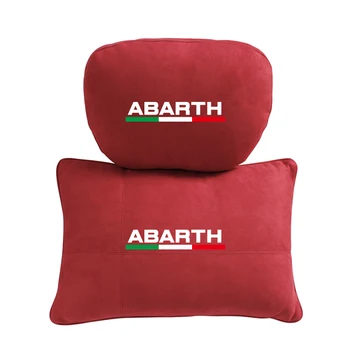 

2pcs Car Headrest Pillow Ultra Soft Pillow Suede Fabric Black/Beige/Brown For Fiat logo 500 500L ABARTH Pillow Accessories