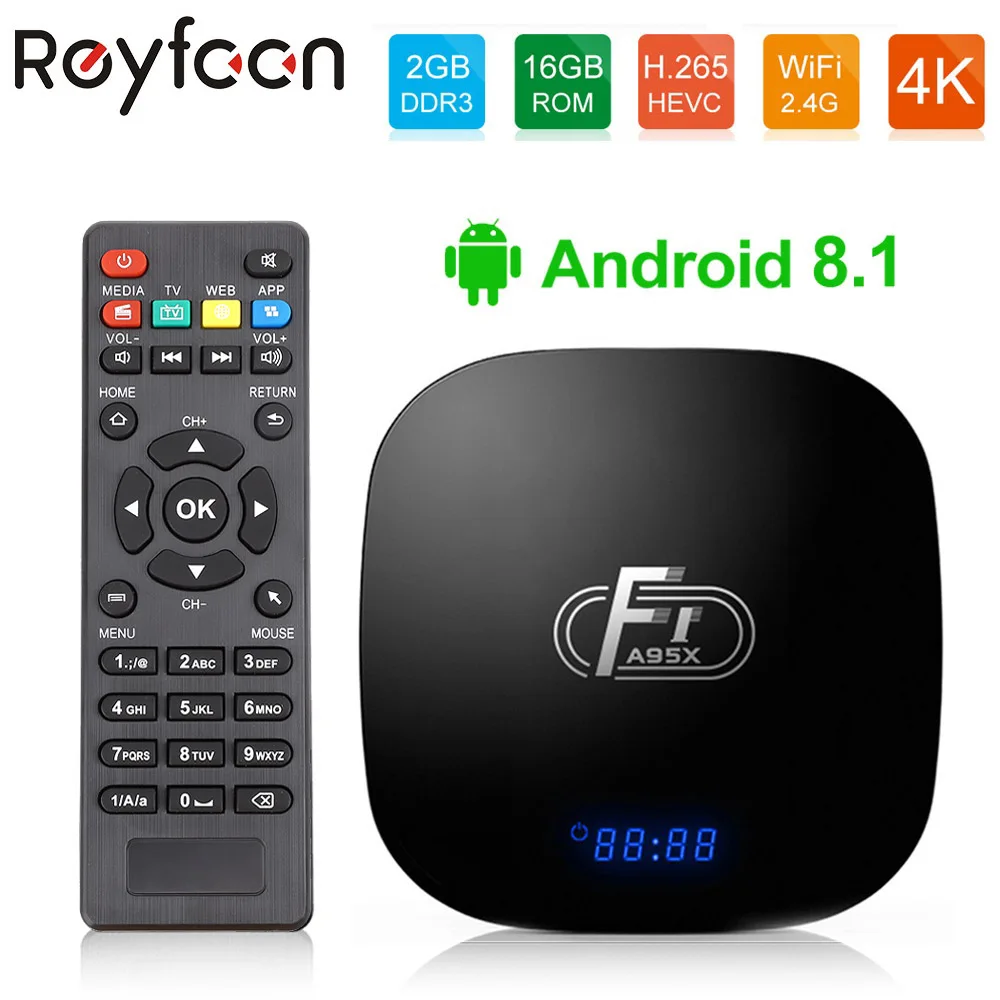 

Android 8.1 TV Box A95X F1 Amlogic S905W Quad Core 2GB 16GB 1GB 8GB Support H.265 4K 2.4G WiFi Media Player Set Top Box Youtube