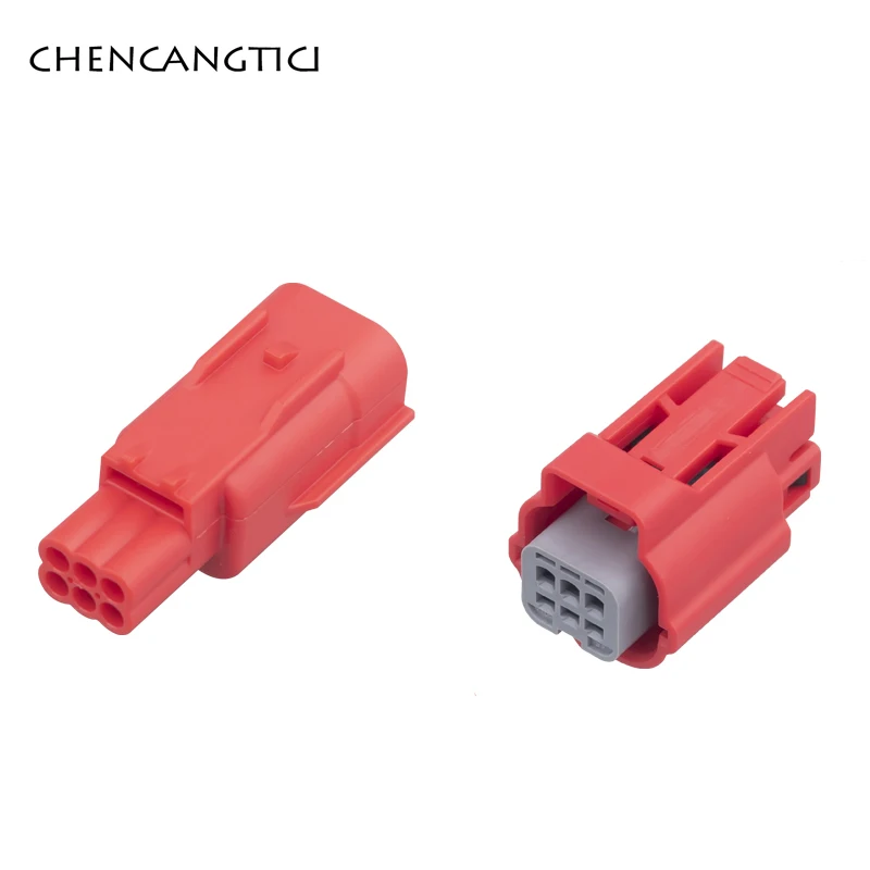 

2 sets 0.6mm 6 pin waterproof female male auto wire harness connector red electrical plug with terminals