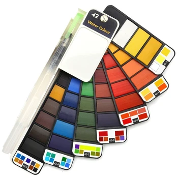 

Portable Watercolor Kits 18/25/33/42 Colors Foldable Paint Set Outdoor Painting Artist Kids ENA88