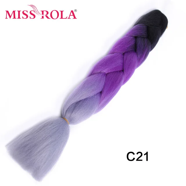 Miss Rola Synthetic Support Wholesale 100g 24 Inch Jumbo BraidsPink Green Yellow High Temperature Fiber Ombre Hair Extensions C21