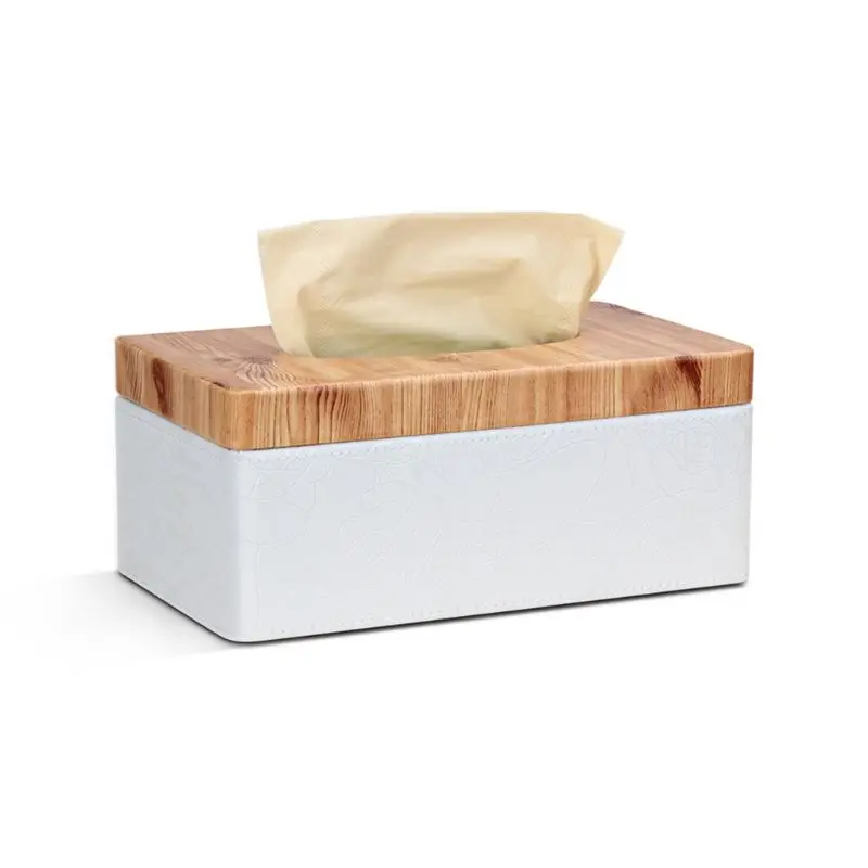 

Rectangular Marble PU Leather Facial Grain Tissue Box Cover Napkin Holder Paper Towel Dispenser Container for Home Office Decor