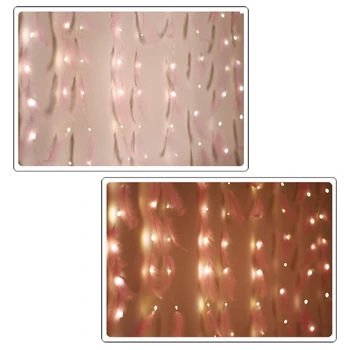 

LED Pink Feathers Fairy String Light Remote Control Romantic Wall Curtain Decora 35ED