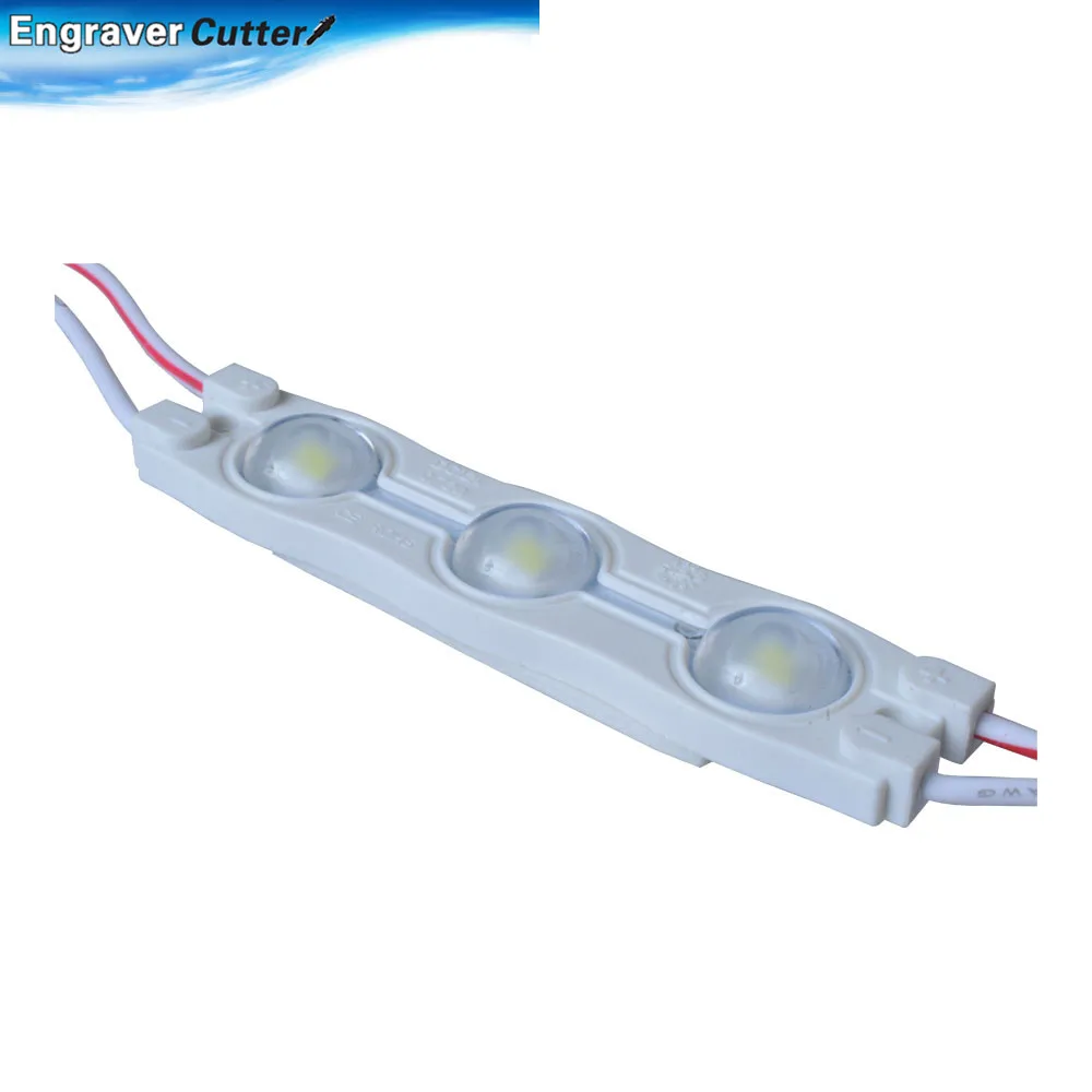 Влагозащищенный LED модуль SMD 2835 для наружного использования(3 LED с оптич. линзами; 0,72Вт; 70x16x7мм