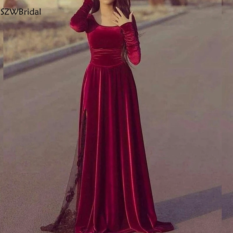 New Arrival Velvet Long sleeve evening dresses Ever pretty Arabic muslim evening dress Suknia wieczorowa Abendkleid