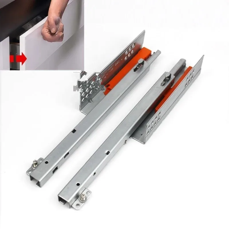 1 çift ribaund pres altında açmak için itin montaj mobilya mutfak banyo çekmece kayar ray koşucu DTC 25KG 2 katlı yarım uzatma