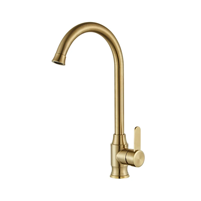 Tuqiu Kitchen Faucet Swivel Stainless Steel Sink Faucet Rotating Bathroom Faucet Sink Basin Mixer Tap Brushed Gold Sink Tap