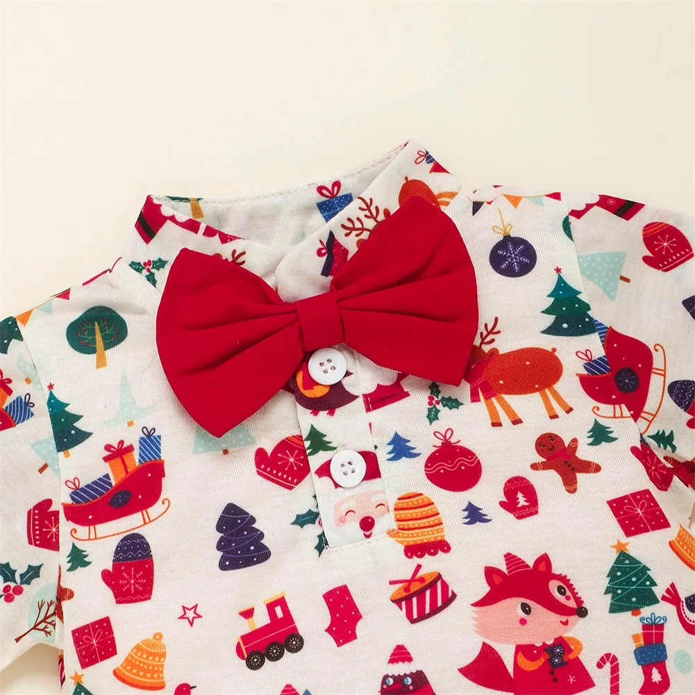 Новинка года; Рождественский Костюм Джентльмена для маленьких мальчиков; комбинезон с короткими рукавами для новорожденных и маленьких детей+ красные шорты; комбинезоны; рождественские костюмы