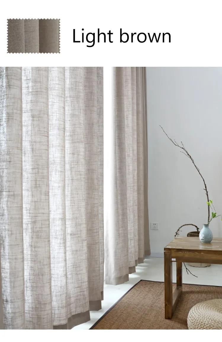 Modern cotton linen curtain yarn semi shading curtain yarn plain balcony curtain yarn custom living room yarn decoration curtain