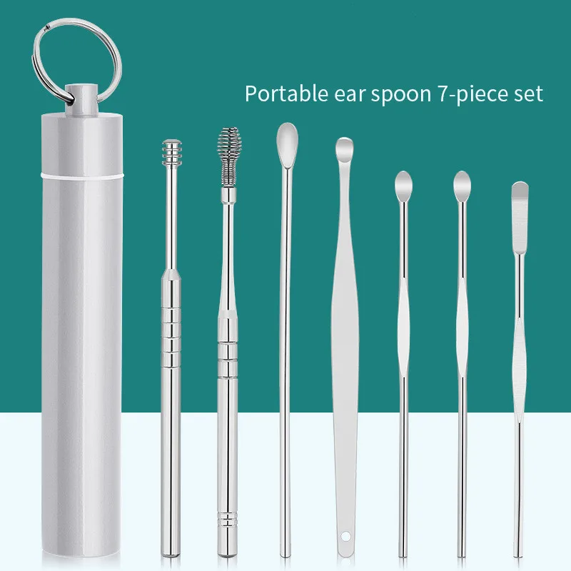 

Storage tube ear pick 7-piece set portable portable ear pick ear pick ear pick spiral double-headed ear pick stick ear care