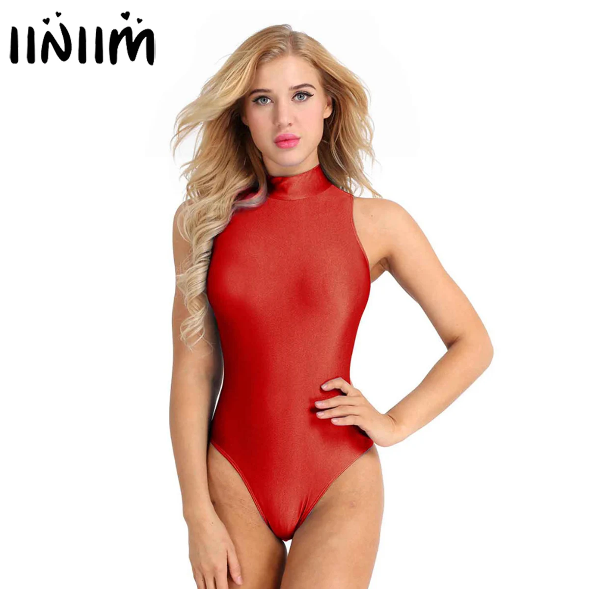 iiniim Women Adult Summer Swimsuits Sleeveless Stretch Solid High Cut Back Zipper Bodycon Dance Leotard Bodysuit Bathing Suits iiniim Women Adult Summer Swimsuits Sleeveless Stretch Solid High Cut Back Zipper Bodycon Dance Leotard Bodysuit Bathing Suits