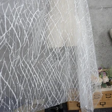 LASUI 3 ярдов = 1 шт. тяжелая работа блестки вышитые белые сетки кружевная ткань для творчества свадебное платье юбка одежда ткань X0583