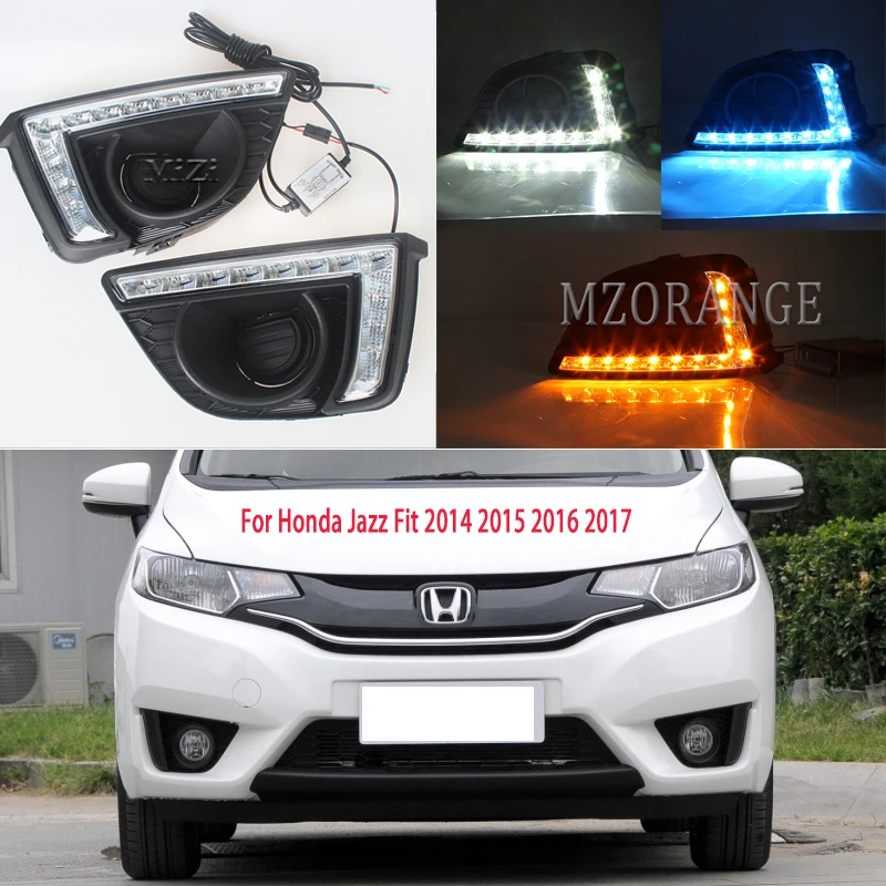 for Honda Jazz for Honda Fit headlight- 2pcs LED Daytime Running Lights fog lights headlights cover fog lamps fog light