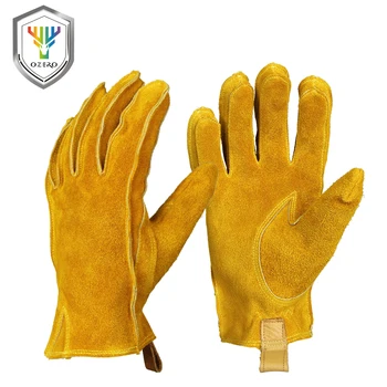 

OZERO P Cowhide Work Gloves Stretchable Tough Grip Leather for Utility Work Construction Wood Cutting Gardening Gloves 2010