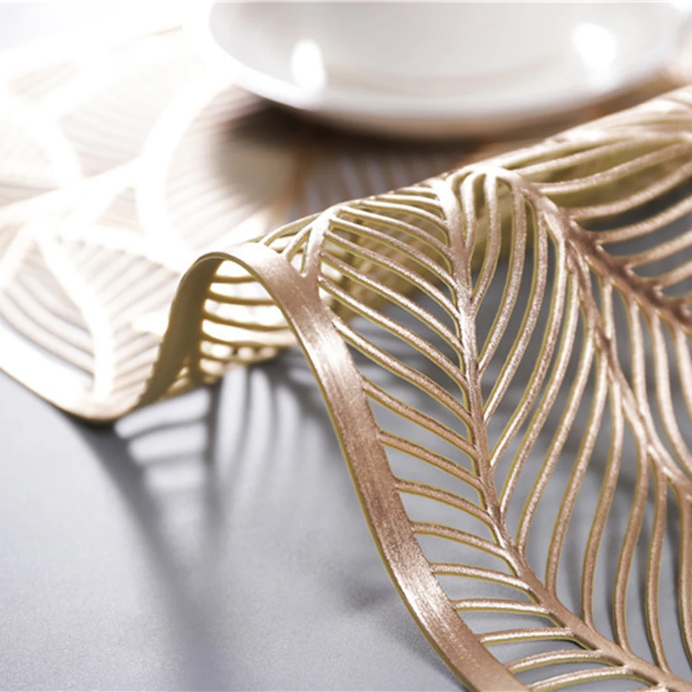 Leaf Placemat High-end Hotel Restaurant Bronzing Insulation Coffee Placemat Decoration Table Mat
