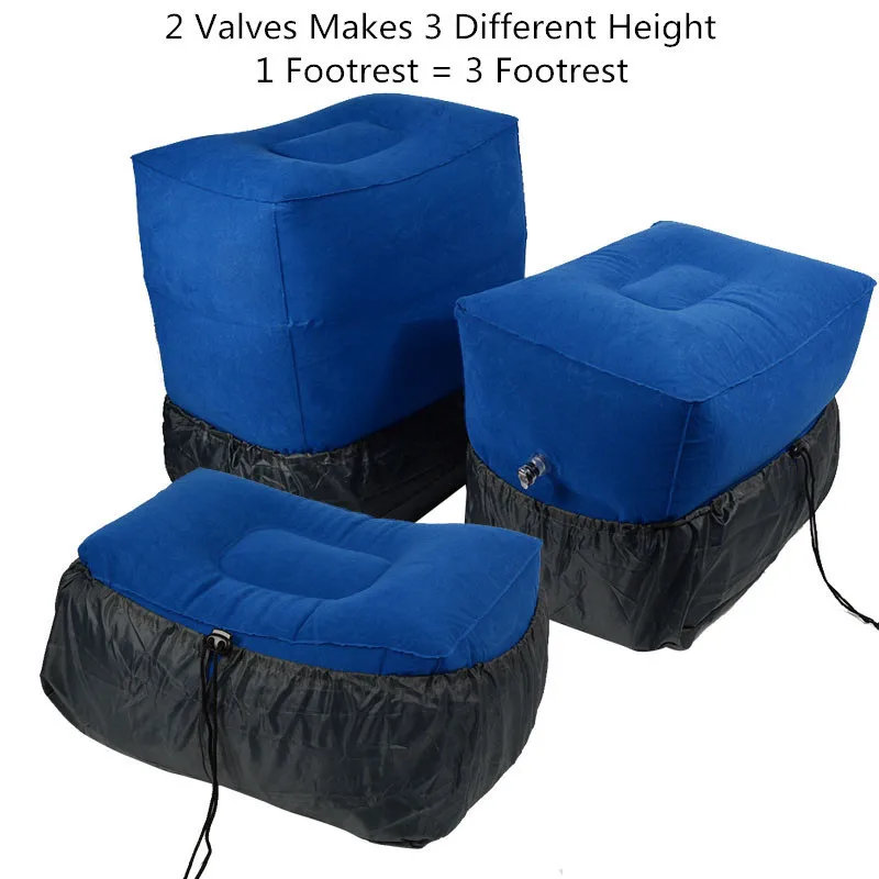 XC USHIO 3 Adjustable Heights Inflatable Foot Rest Pillow Travel Airplane Cushion with Dust Cover Train Car Footrest 2 Valves (9)