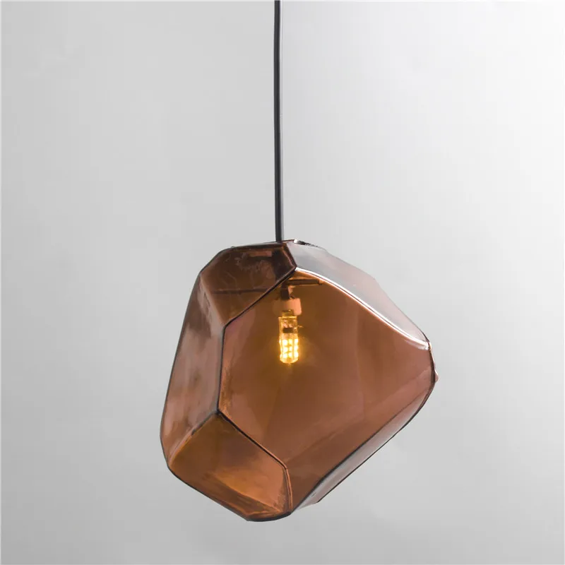 Simple Stone glass pendant light colorful indoor G4 LED lamp The restaurant dining room bar cafe shop lighting Fixture AC110-265 - Цвет корпуса: brown