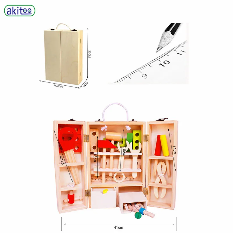 Akitoo DIY портативная головоломка моделирование деревянный детский игровой дом набор игрушек для мальчиков ремонт Умный набор инструментов#3235
