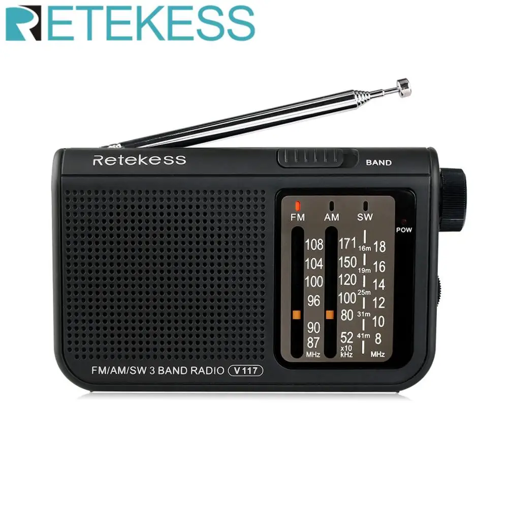 RETEKESS V117 AM FM SW портативное радио для старшего транзистора радиоприемник с