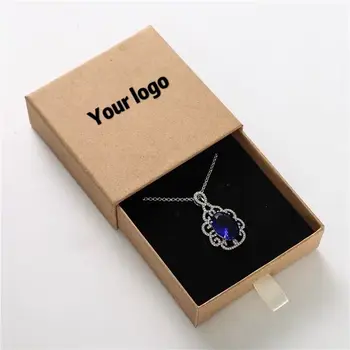 

100Pcs/lot Custom box White drawer Paperboard box packaging earring Bracelet necklace Pendant box stamping foil logo
