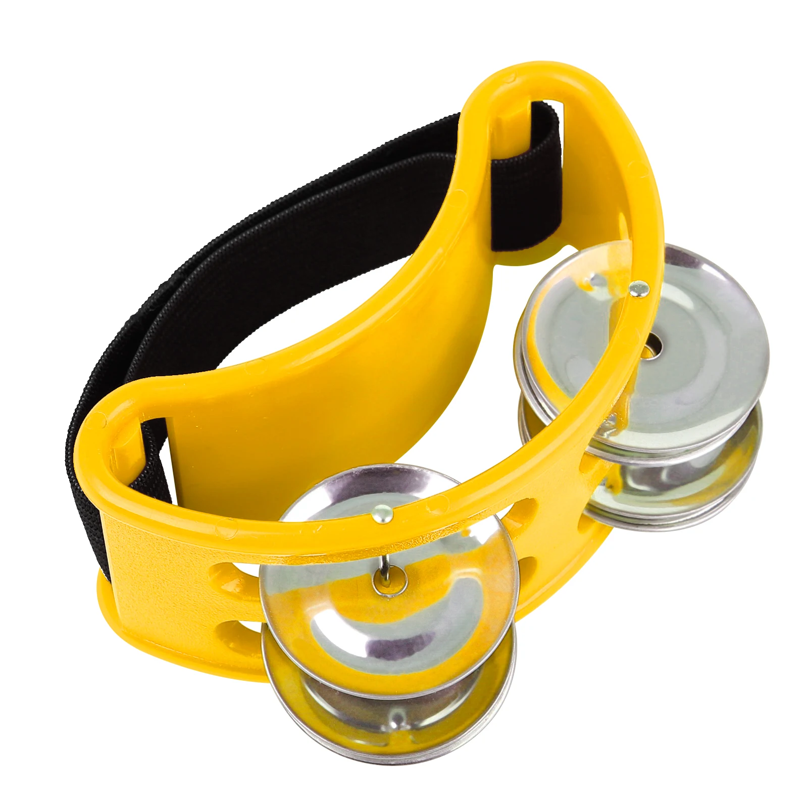 Percussion Foot Tambourine with 4 Pairs of Stainless Steel Jingle & Elastic Strap Percussion Musical Instrument