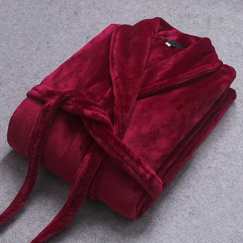 Women Sleepwear Cotton Bathrobe Women Robe Coral Fleece Sleepwear Winter Thicken Kimono Bathrobe Gown Soft Couple Sleepwear Flannel Nightwear Home Clothes