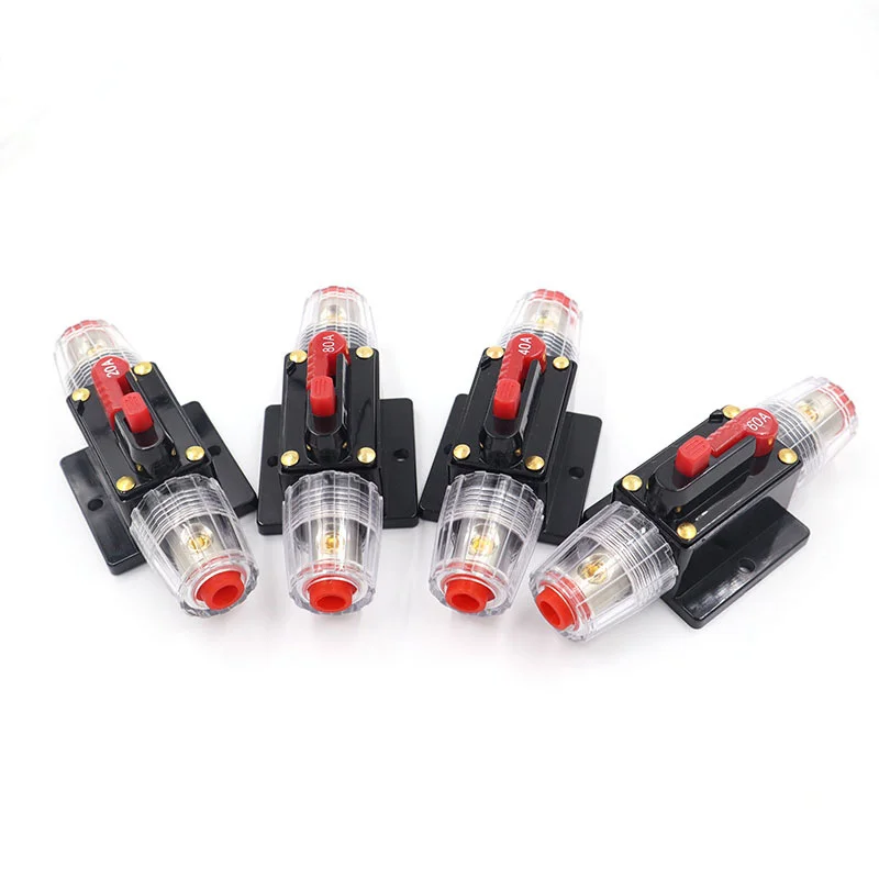 Circuit Breaker Resettable Fuse Universal Car Truck Recoverable Circuit Breaker 20A 30A 40A 50A 60A 80A 100A 125A Self-recovery Audio Fuse Holder Adapter