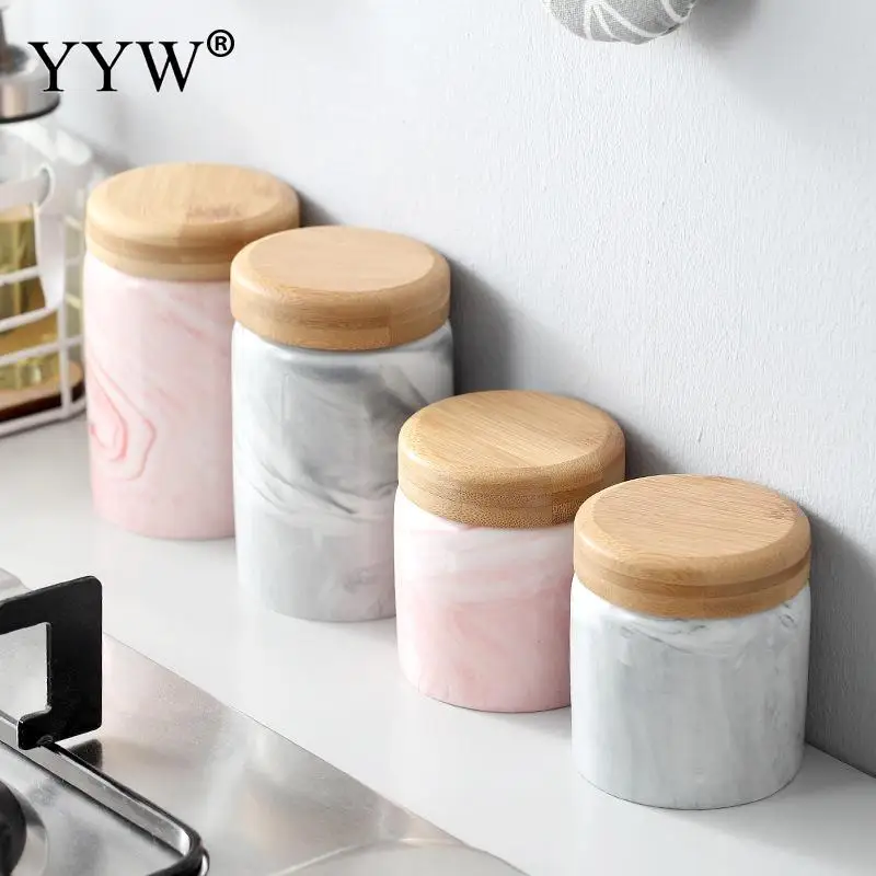 

Kitchen Jars Storage Bottles Nordic Kitchen Sorting Food Storage Container Grains Nut Cans For Storage Marble Ceramic Sugar Bowl