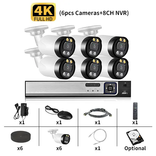 best outdoor security cameras Azishn 8MP 4K IP Bullet Camera 8CH NVR CCTV System Kit Outdoor Waterproof Two Way Audio Security Surveillance Protection Camera outdoor use surveillance cameras Surveillance Items