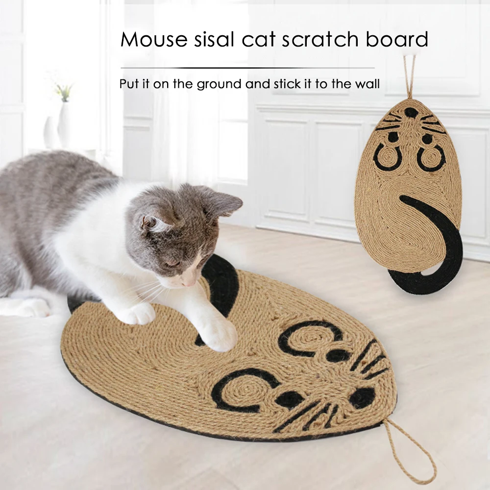 

Anti Scratch Training Sisal Pad Lounge Cat Scratching Mat Funny Mouse Shaped Interaction Toy Furniture Protection Wall Hanging