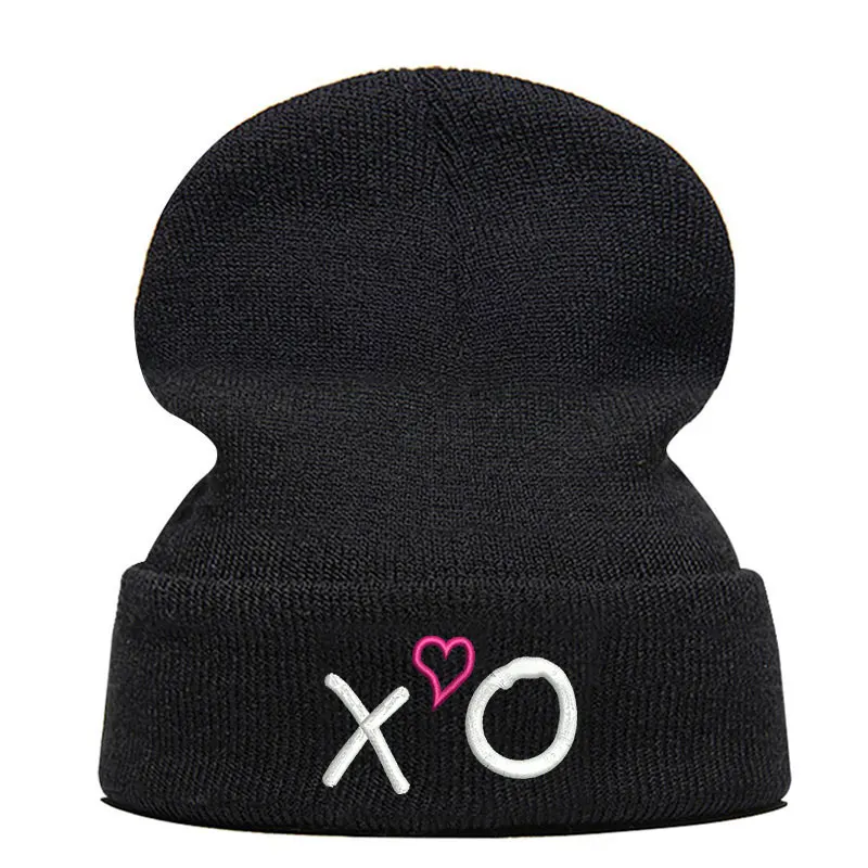 Головные уборы Skullies Beanies с вышивкой "Сердце" O Шапки теплая шапка для девушек и мужчин, в стиле хип-хоп шапка, сезон осень-зима теплые Шапки уличного отдыха вязаная шапка