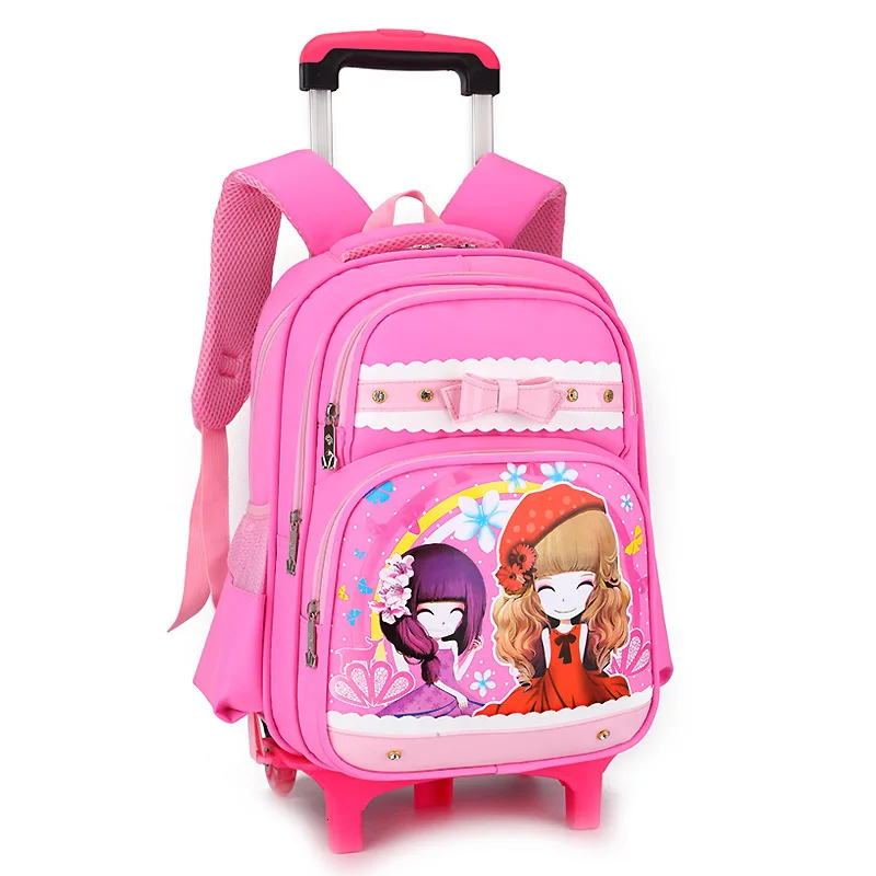 bags Trolley children School Bags Girls backpacks Wheels Travel waterproof Luggage backpack kids Rolling detachable schoolbags - Цвет: 2 wheels pink