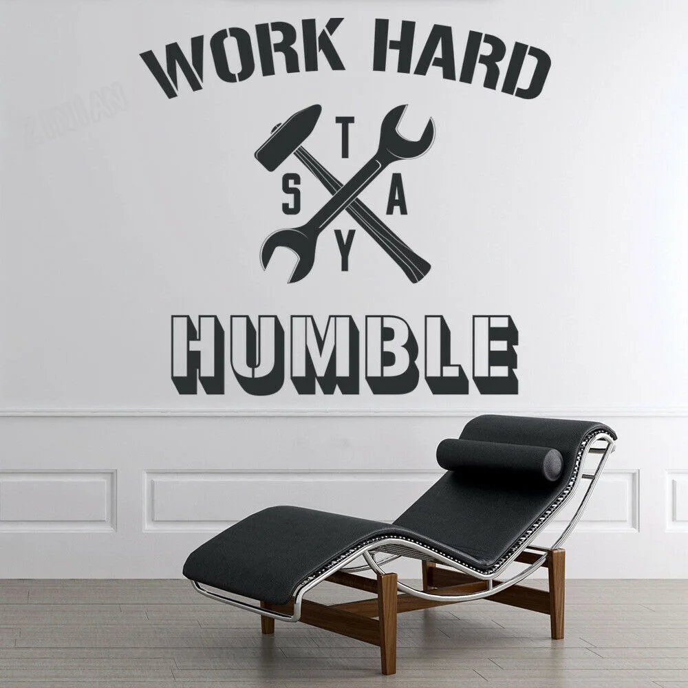 Inspirational Quotes Wall Sticker For Gymnasium Work Hard Stay Humble Decal Decor Office Modern Study Room Decoration Y113 | Дом и сад