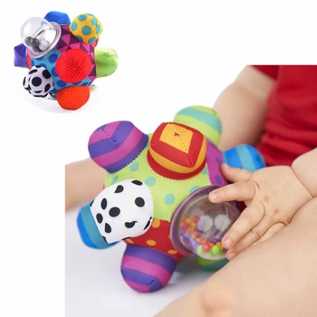 

For 0-12 Months Soft Plush Bump Ball Rattle Toy Sound Baby Hand Catch Sense Sensory Three-dimensional Baby Cognitive Rattle Toys