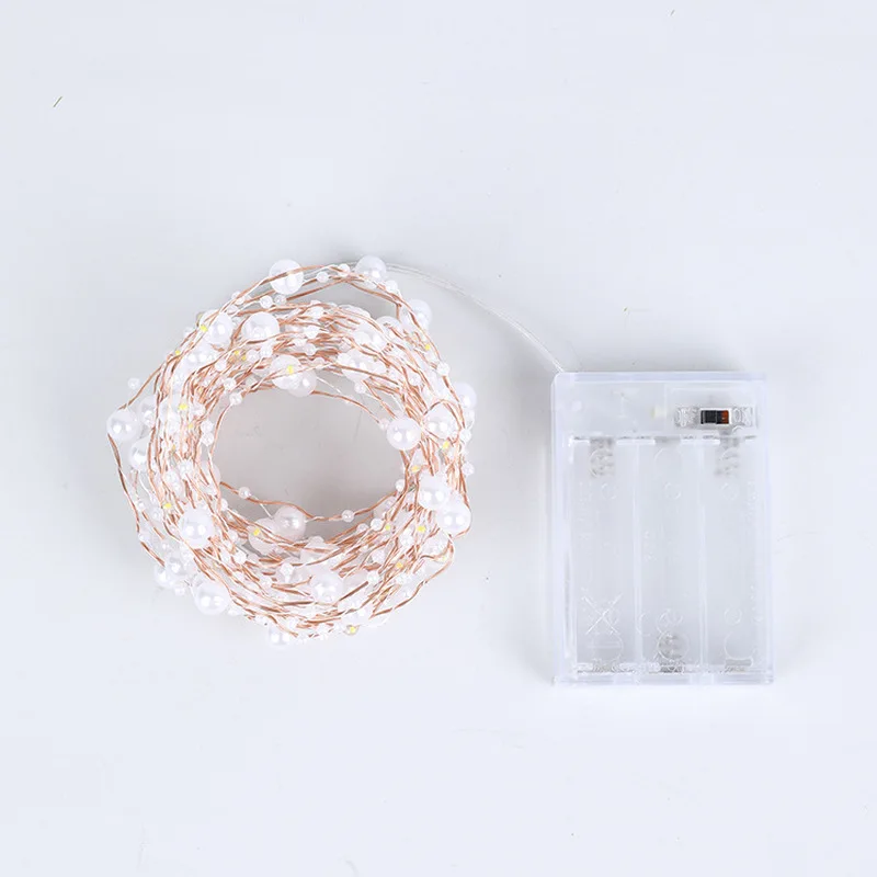 Home Decor Pearl LED Copper Wire String Lights Pearlized Fairy Garland for Wedding Christmas Birthday Party Decoration | Дом и сад