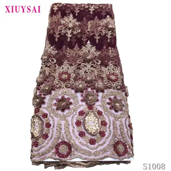 

XIUYSAI Handmade Of 3D Lace Fabric 2020 High Quality Beaded Embroidered Lace Fabric African Lace Fabric For Senior Party S1008