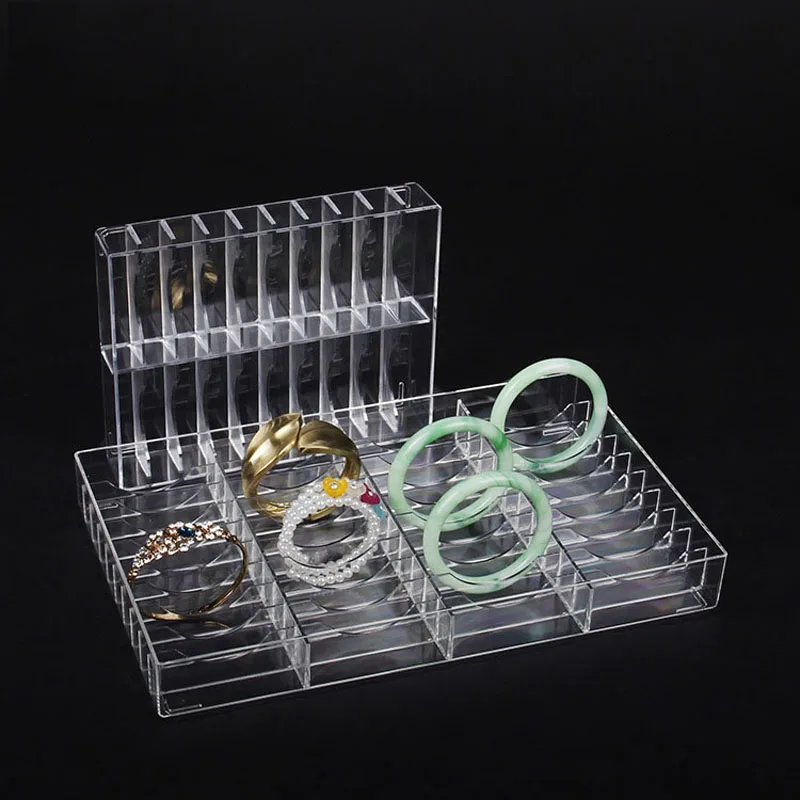 

Clear Acrylic Bracelet Jewelry Storage Box Ring Earring Case Bangle Holder Jewelry Tray Display Organizer Bracelet Showcase