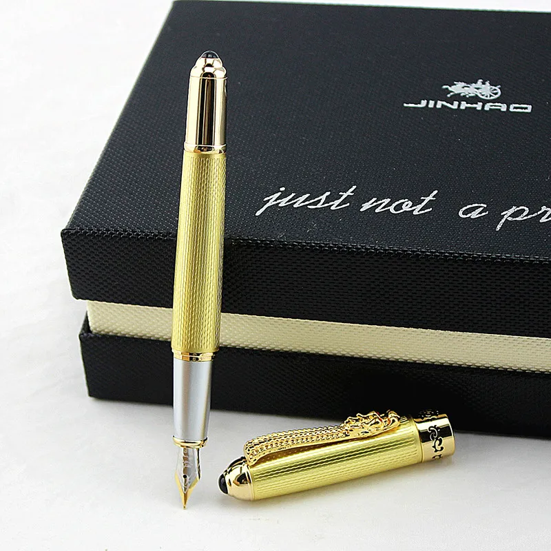 1 X передовая перьевая ручка Jinhao с золотыми резными волнистыми линиями клипса