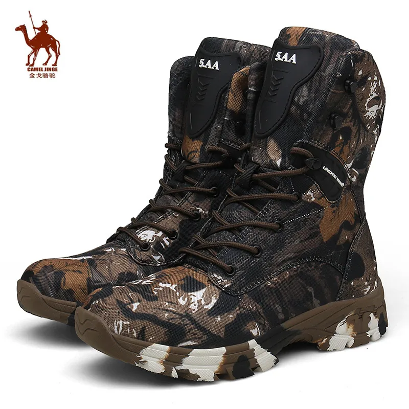 

CAMEL JINGE Camouflage Military Tactical Boots Man Waterproof Hunting Boots Outdoor Rock Climbing Shoes Botas Tacticas Hombre