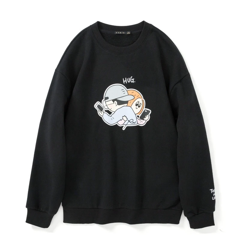 SEMIR Lovers sweatershirt Мужская и бархатная Свободная рубашка Новая мода Круглый вырез пуловер хлопок о-образный вырез толстовки мужские - Цвет: black