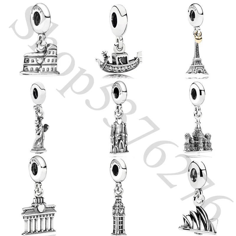 Abalorio plata de ley 925 para mujer, veneciana, barco, Castillo Barcelona, compatible con pulsera Pandora, brazalete, joyería artesanal|Cuentas| - AliExpress