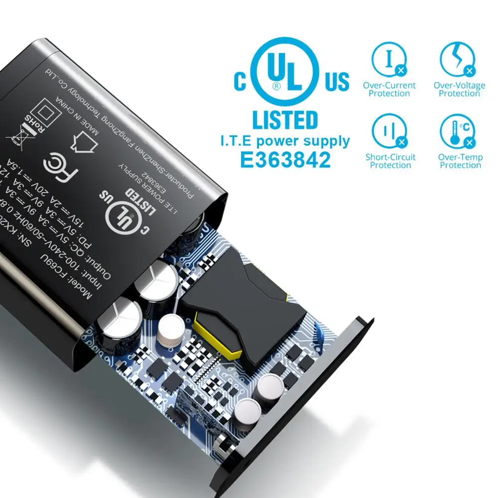 FONKEN USB C PD зарядное устройство 30 Вт Тип адаптер питания быстрая зарядка 4 0 Быстрая