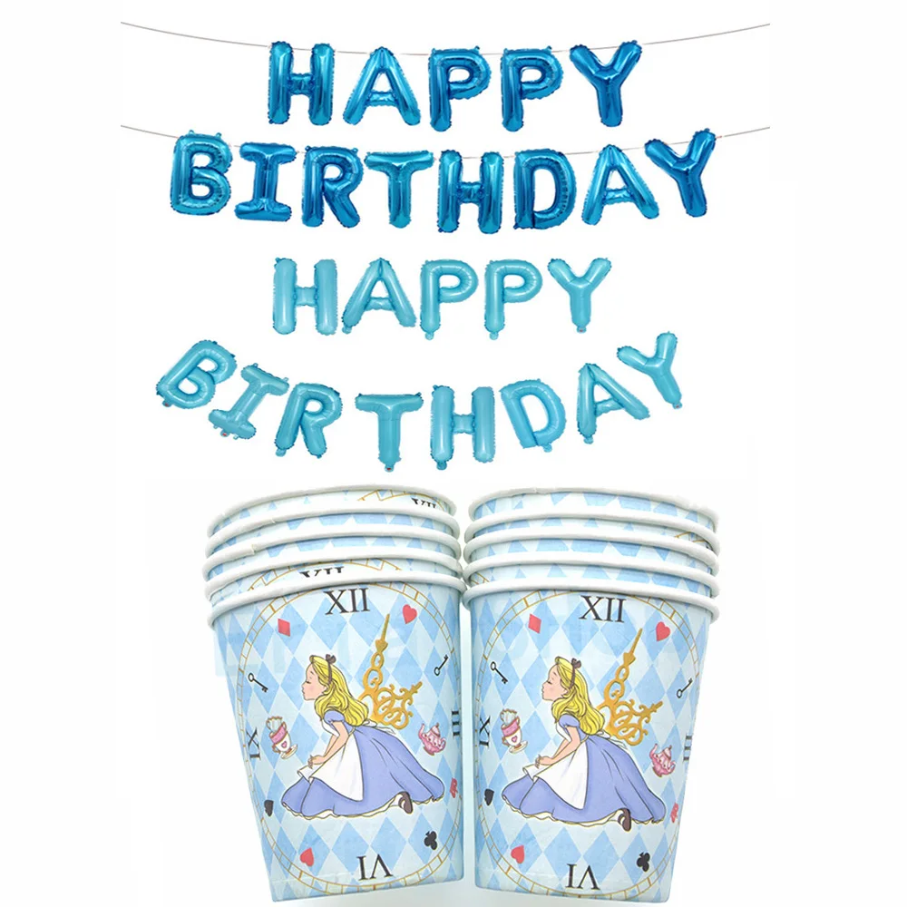 

Alice in Wonderland Birthday party supplies for girls wedding decoration paper cups Disposable tableware Alice baby shower party