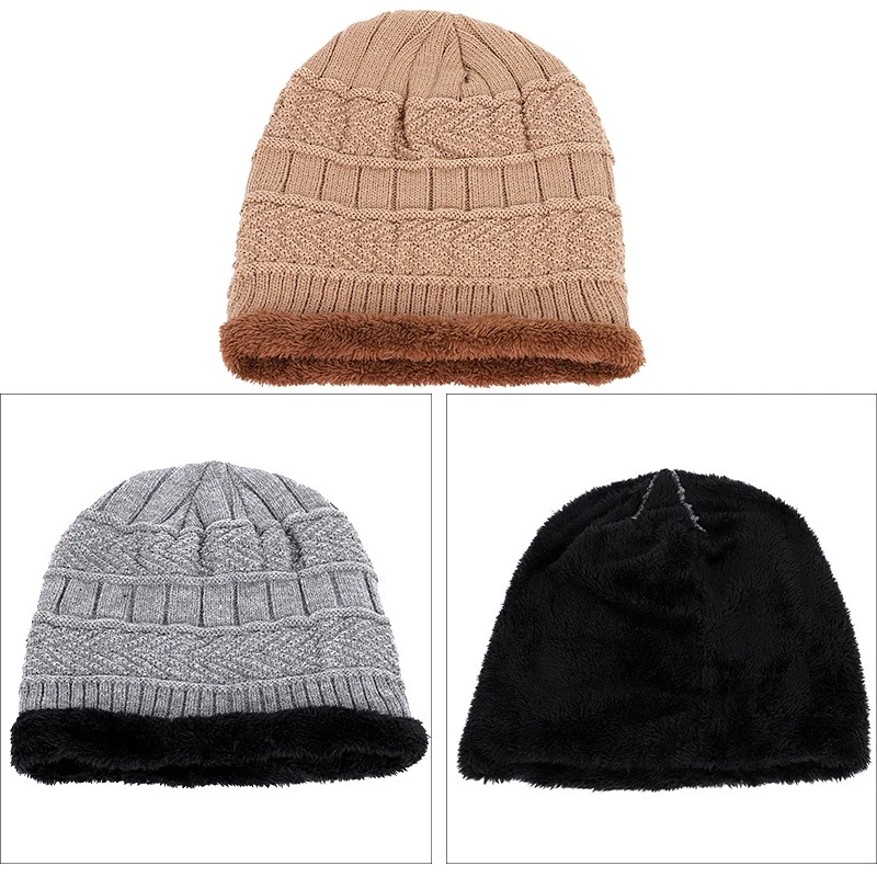 Мужская зимняя шапка, модные вязанные черные шапки, Осенняя шапка, толстая и теплая шапка, мягкая вязанная хлопковая шапка
