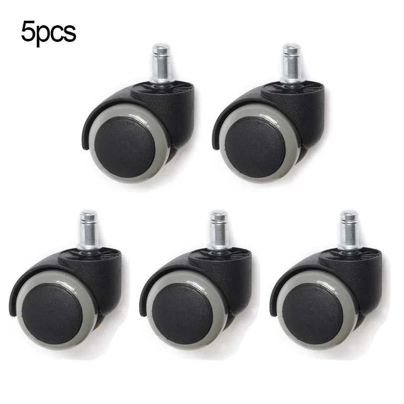 

5 Pcs 2 Inch Stem Universal Mute Caster Nylon Wheel PU Material Office Chair Swivel Rollers 360 Degree Furniture BS
