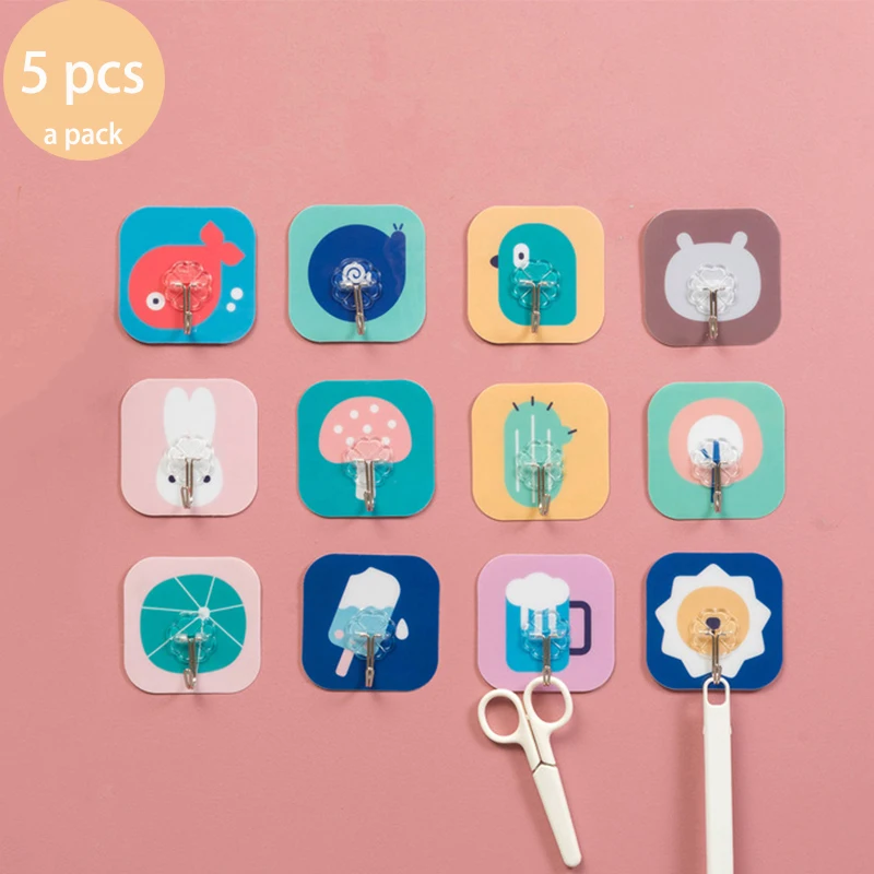 

Cartoon Non Marking Adhesive Hook Bathroom Kitchen Multi Function Wall Hanging Hooks Towel Sissors Tools Hanger Waterproof
