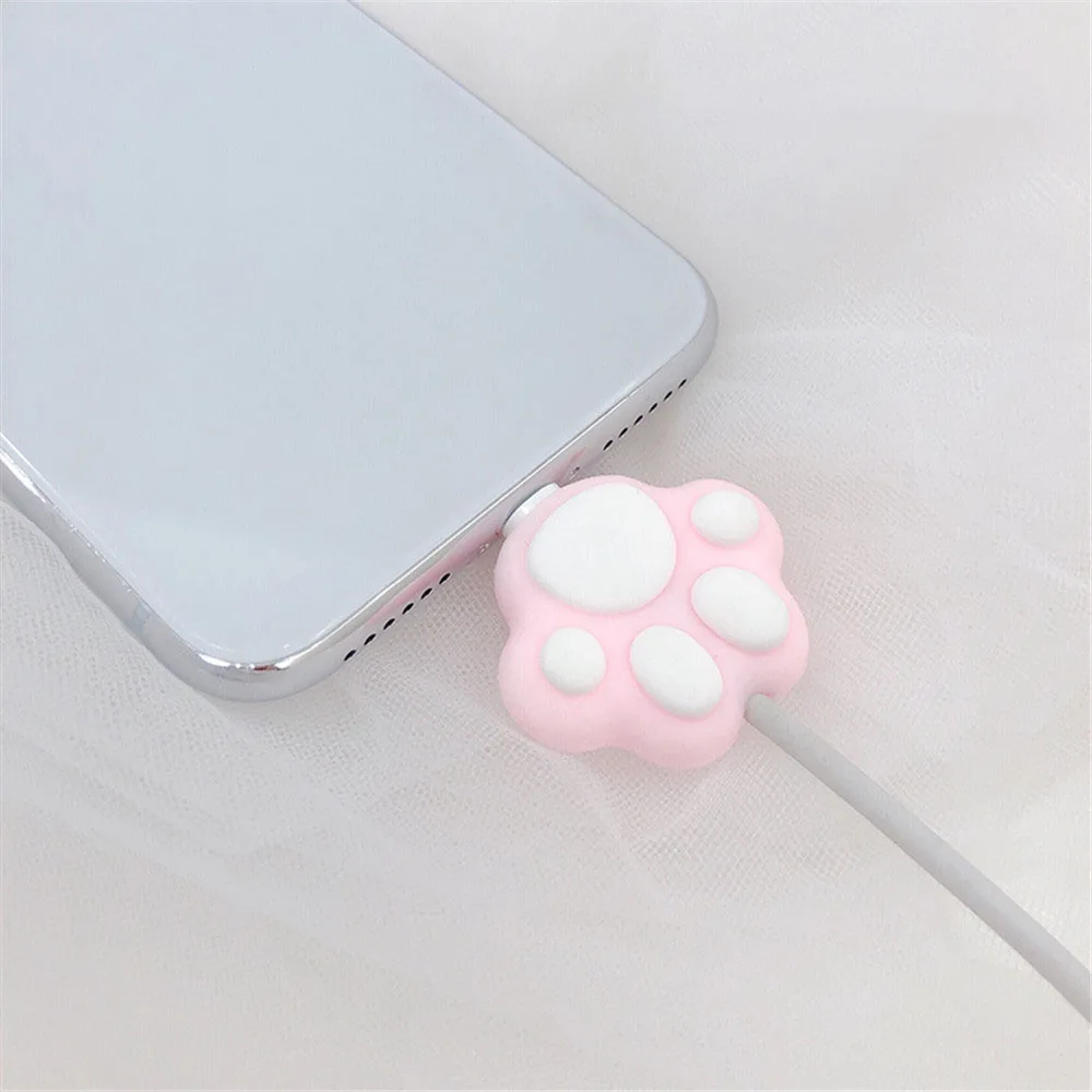 1 шт. милый розовый мультфильм кот лапы кабель Winder протектор для iPhone кабель Kawaii Настольный провод, usb-кабель зарядное устройство для наушников протектор
